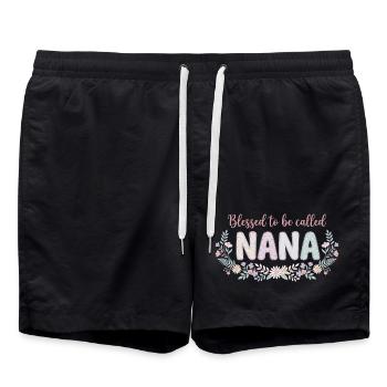 Nana Oma Blumen Geschenk Oma Süß - Badeshorts - Schwarz - Vorne - AI Model Male 185 light (185cm)