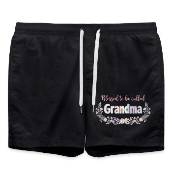 Grandma Grandma Flowers Gift Cute Grandma - Swim Trunks - black - Front - AI Model Male 185 light (185cm)