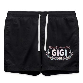 Gigi Oma Blumen Geschenk süße Oma - Badeshorts - Schwarz - Vorne - AI Model Male 185 light (185cm)