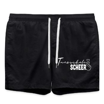 Tanzschule SCHEER heart - white - Badeshorts - Schwarz - Vorne - AI Model Male 185 light (185cm)
