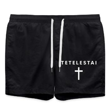 Tetelestai It Is Finished Minimalist Faith Jesus - Badeshorts - Schwarz - Vorne - AI Model Male 185 light (185cm)
