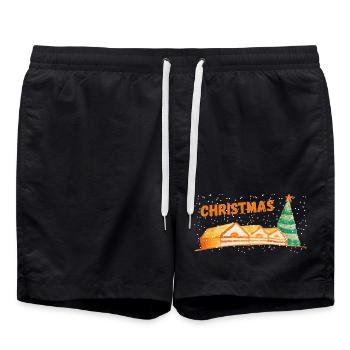 Christmas Village - Swim Trunks - black - Front - AI Model Male 185 light (185cm)