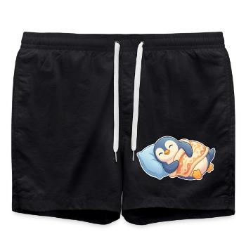 Pinguin Schlafen - Badeshorts - Schwarz - Vorne - AI Model Male 185 light (185cm)
