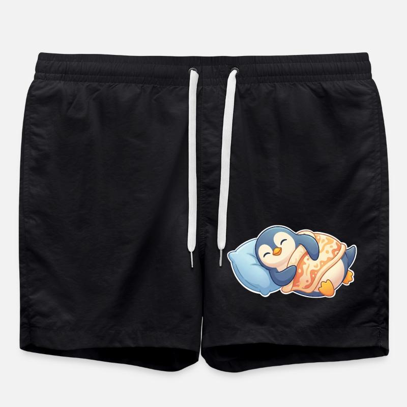 Pinguin Schlafen - Badeshorts - Schwarz