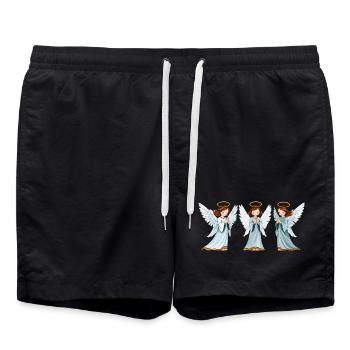 Triple Heavenly Angels in Prayer - Swim Trunks - black - Front - AI Model Male 185 light (185cm)