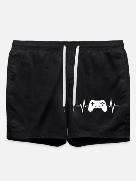Gaming Controller Herzschlag Liebe Gamer Zocker - Badeshorts - Schwarz