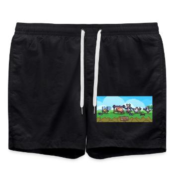 Bauern Gym Pixel-Show - Badeshorts - Schwarz - Vorne - AI Model Male 185 light (185cm)
