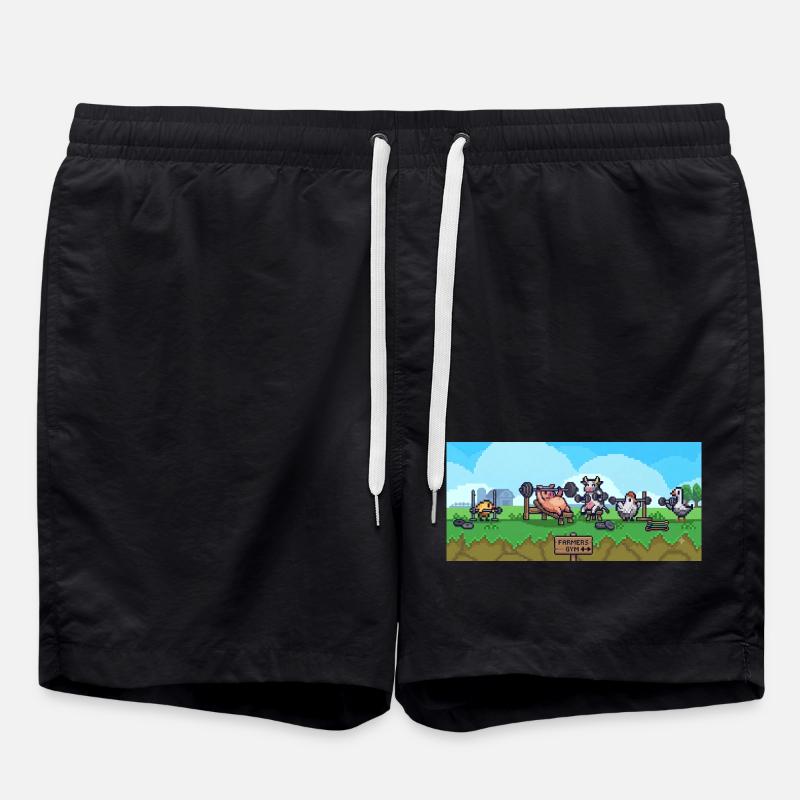 Peasant Gym Pixel Show - Swim Trunks - black