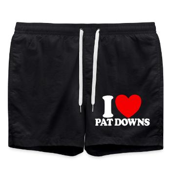 J’adore l’aéroport drôle Red Heart de Pat Down - Short de bain - noir - Devant - AI Model Male 185 light (185cm)