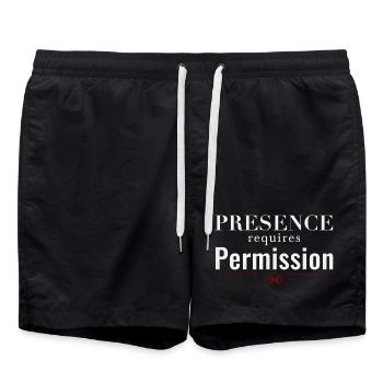 Presence Requires Permission – Authority Culture - Swim Trunks - black - Front - AI Model Male 185 light (185cm)