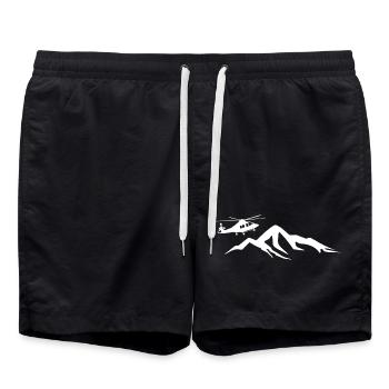 Helicopter Mountains Mountain Gift Idea - Swim Trunks - black - Front - AI Model Male 185 light (185cm)