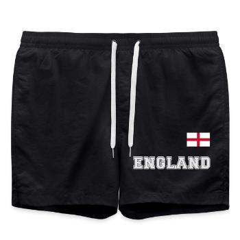 ENGLAND Trikot Look mit Flagge Fahne auf der Brust - Badeshorts - Schwarz - Vorne - AI Model Male 185 light (185cm)