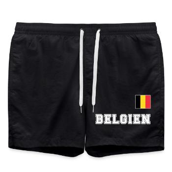 BELGIEN Trikot Look - Nationalflagge Fahne Flagge - Badeshorts - Schwarz - Vorne - AI Model Male 185 light (185cm)