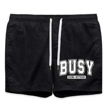 Occupé à ne rien faire – Slogan humoristique - Short de bain - noir - Devant - AI Model Male 185 light (185cm)