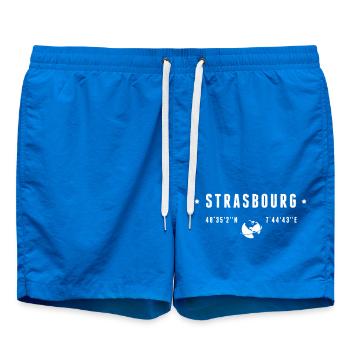 Strasbourg France GPS Coordinates Globe - Swim Trunks - cobalt blue - Front