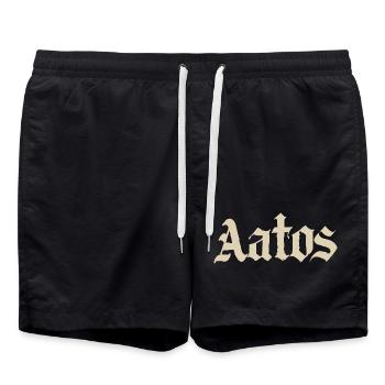 Lettrage gothique Aatos – Logo vintage - Short de bain - noir - Devant - AI Model Male 185 light (185cm)