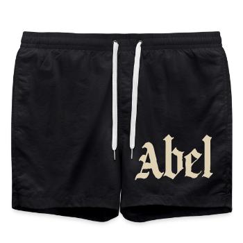 Abel Gothic Script - Badeshorts - Schwarz - Vorne - AI Model Male 185 light (185cm)