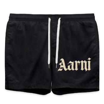 Aarni Gothic Design - Badeshorts - Schwarz - Vorne - AI Model Male 185 light (185cm)