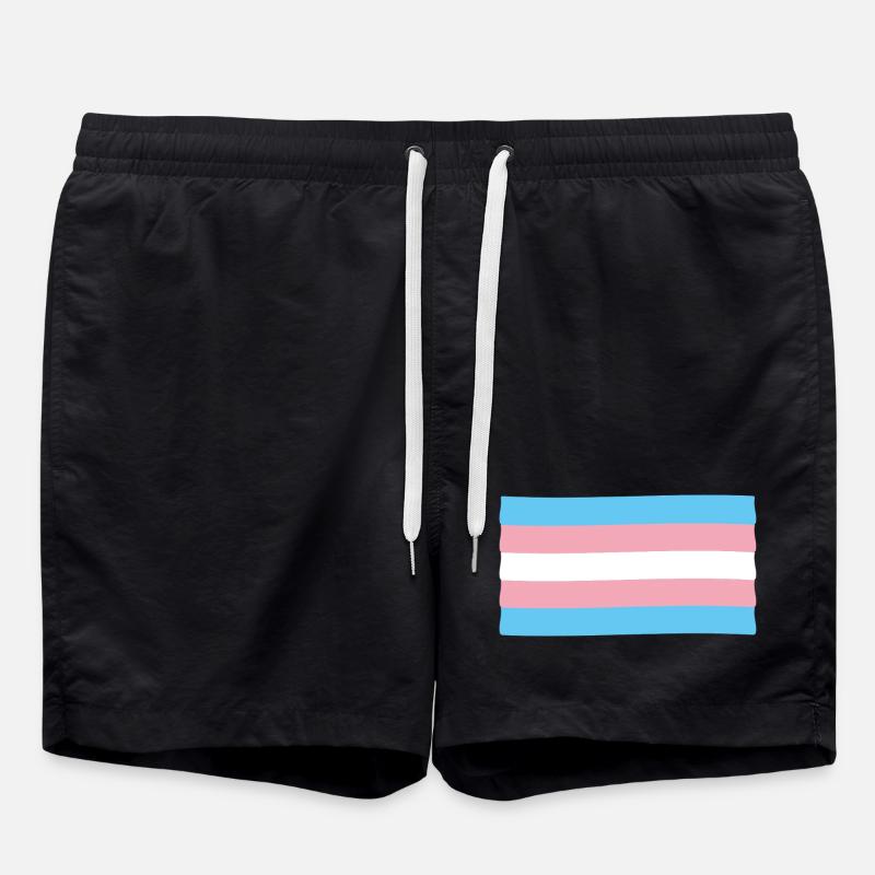 Trans Transgender Pride Flag - Swim Trunks - black