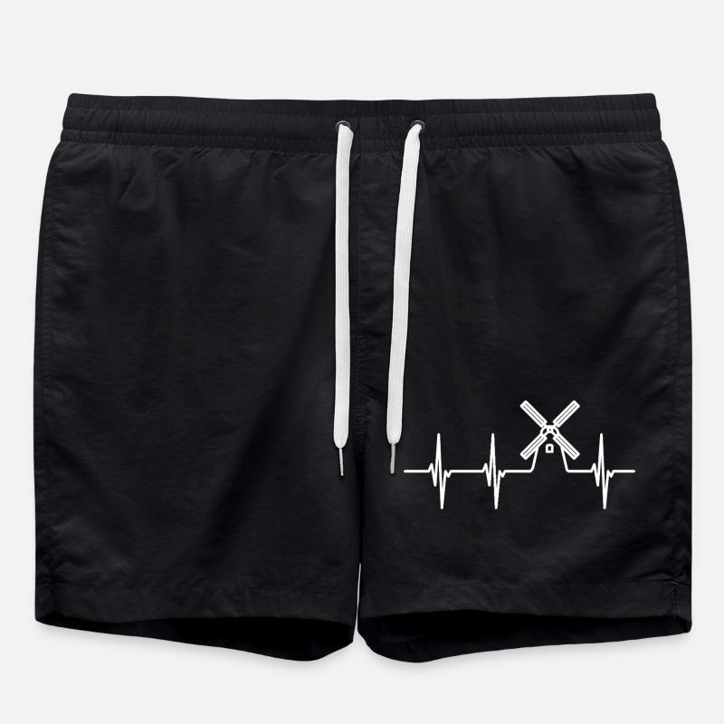Farm Windmill ECG - Swim Trunks - black