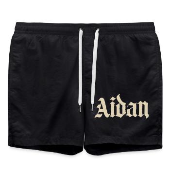 Aidan Gothic Name Design - Badeshorts - Schwarz - Vorne - AI Model Male 185 light (185cm)