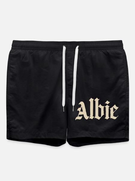 Albie Gothic Fracture Print - Swim Trunks - black