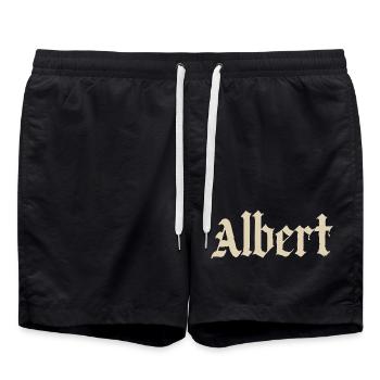 Albert Gothic Script  - Badeshorts - Schwarz - Vorne - AI Model Male 185 light (185cm)
