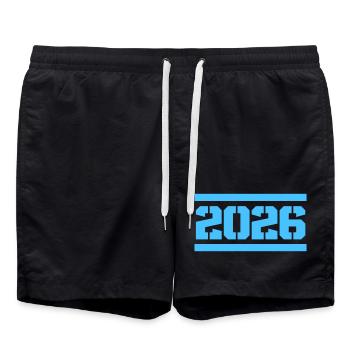 2026 Block Year Numeral Art - Swim Trunks - black - Front - AI Model Male 185 light (185cm)