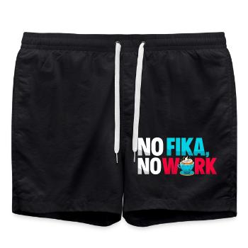No Fika No Work - Swedish Coffee Break Typography - Swim Trunks - black - Front - AI Model Male 185 light (185cm)