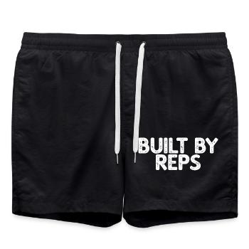 Built By Reps Lustiger Spruch - Badeshorts - Schwarz - Vorne - AI Model Male 185 light (185cm)