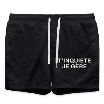 T Inquiete Je Gere T-Shirt Cadeau Humour - Short de bain - noir - Devant - AI Model Male 185 light (185cm)