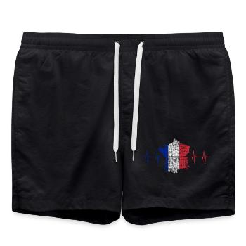 Battement de cœur du drapeau français - Short de bain - noir - Devant - AI Model Male 185 light (185cm)