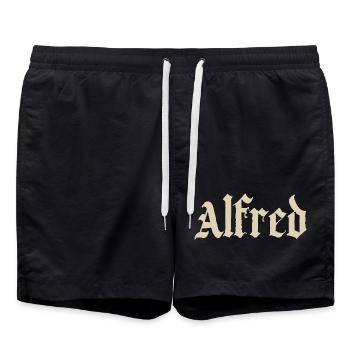 Ornement du nom Alfred Blackletter - Short de bain - noir - Devant - AI Model Male 185 light (185cm)