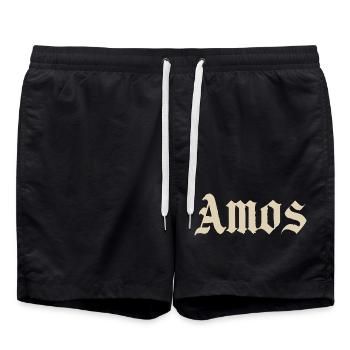 Lettrage gothique d’Amos - Short de bain - noir - Devant - AI Model Male 185 light (185cm)