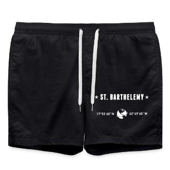 St. Barthelemy Karibische Koordinaten Weiß - Badeshorts - Schwarz - Vorne - AI Model Male 185 light (185cm)