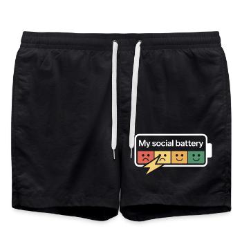 Batterie sociale Introverti Batterie morte - Short de bain - noir - Devant - AI Model Male 185 light (185cm)