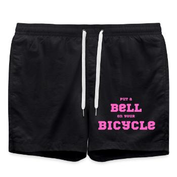 Put A Bell On Your Bicycle – Pink Typo Statement - Swim Trunks - black - Front - AI Model Male 185 light (185cm)