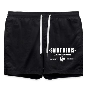 Saint Denis Reunion Coordonnées Blanc - Short de bain - noir - Devant - AI Model Male 185 light (185cm)