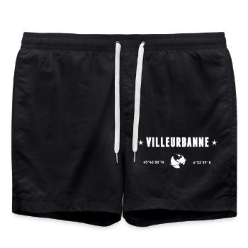 Villeurbanne France Coordonnées Gps Blanc - Short de bain - noir - Devant - AI Model Male 185 light (185cm)