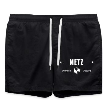 Metz France White GPS Coordinates - Swim Trunks - black - Front - AI Model Male 185 light (185cm)