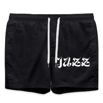 Jazz Script Typografie-Logo - Badeshorts - Schwarz - Vorne - AI Model Male 185 light (185cm)