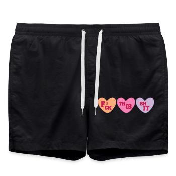 Valentine's Day Fuck this shit Gift Sarcastic - Swim Trunks - black - Front - AI Model Male 185 light (185cm)