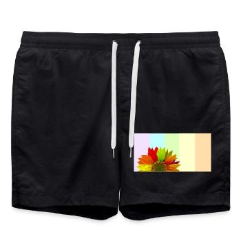 Colorful Rainbow Sunflower – Pastel Stripe Aesthet - Swim Trunks - black - Front - AI Model Male 185 light (185cm)