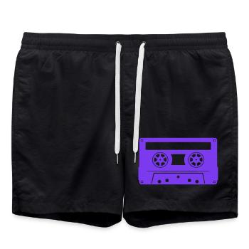 Cassette - Retro 80s Vintage Music Mixtape - Swim Trunks - black - Front - AI Model Male 185 light (185cm)