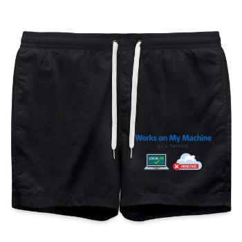 Local OK, Prod Fail DevOps Meme - Badeshorts - Schwarz - Vorne - AI Model Male 185 light (185cm)
