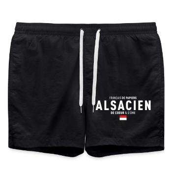 Francais De Papiers Alsacien De Coeur Dame T-Sh... - Short de bain - noir - Devant - AI Model Male 185 light (185cm)