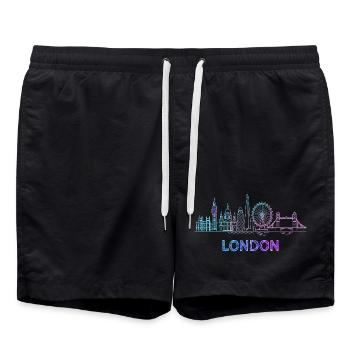 London City Skyline - Badeshorts - Schwarz - Vorne - AI Model Male 185 light (185cm)