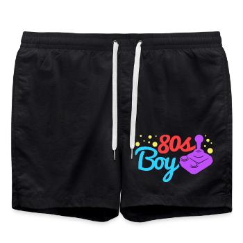 80er Jahre Junge - Badeshorts - Schwarz - Vorne - AI Model Male 185 light (185cm)