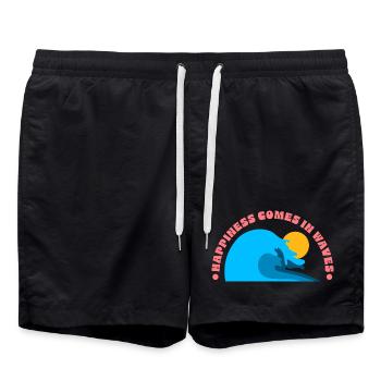 Le bonheur vient par vagues - Short de bain - noir - Devant - AI Model Male 185 light (185cm)