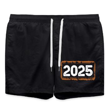 2025 Jahr - Badeshorts - Schwarz - Vorne - AI Model Male 185 light (185cm)
